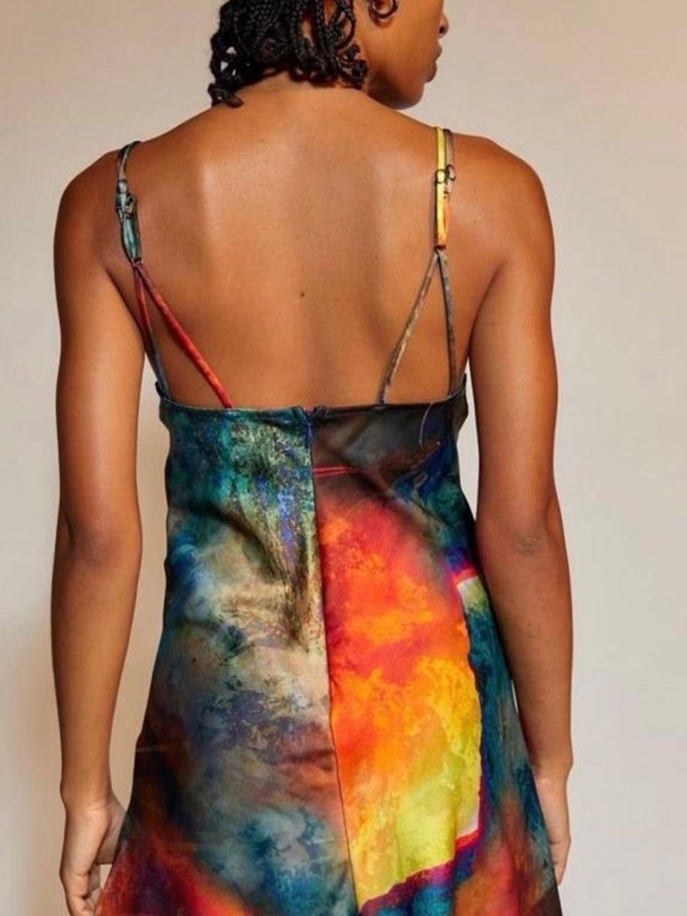 Abstract Multi-Color Slip Mini Dress - Picture 4 of 4